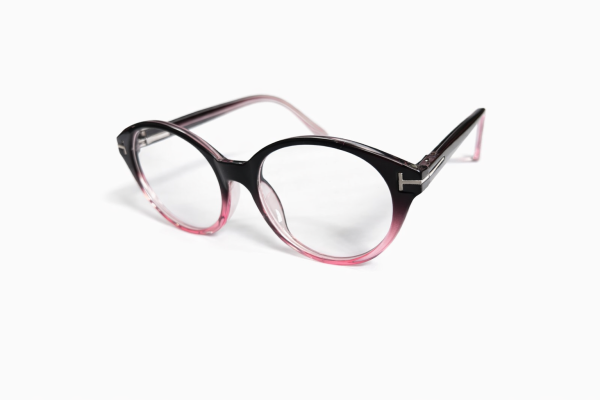 Black to Pink Ombre Round Cat-eye